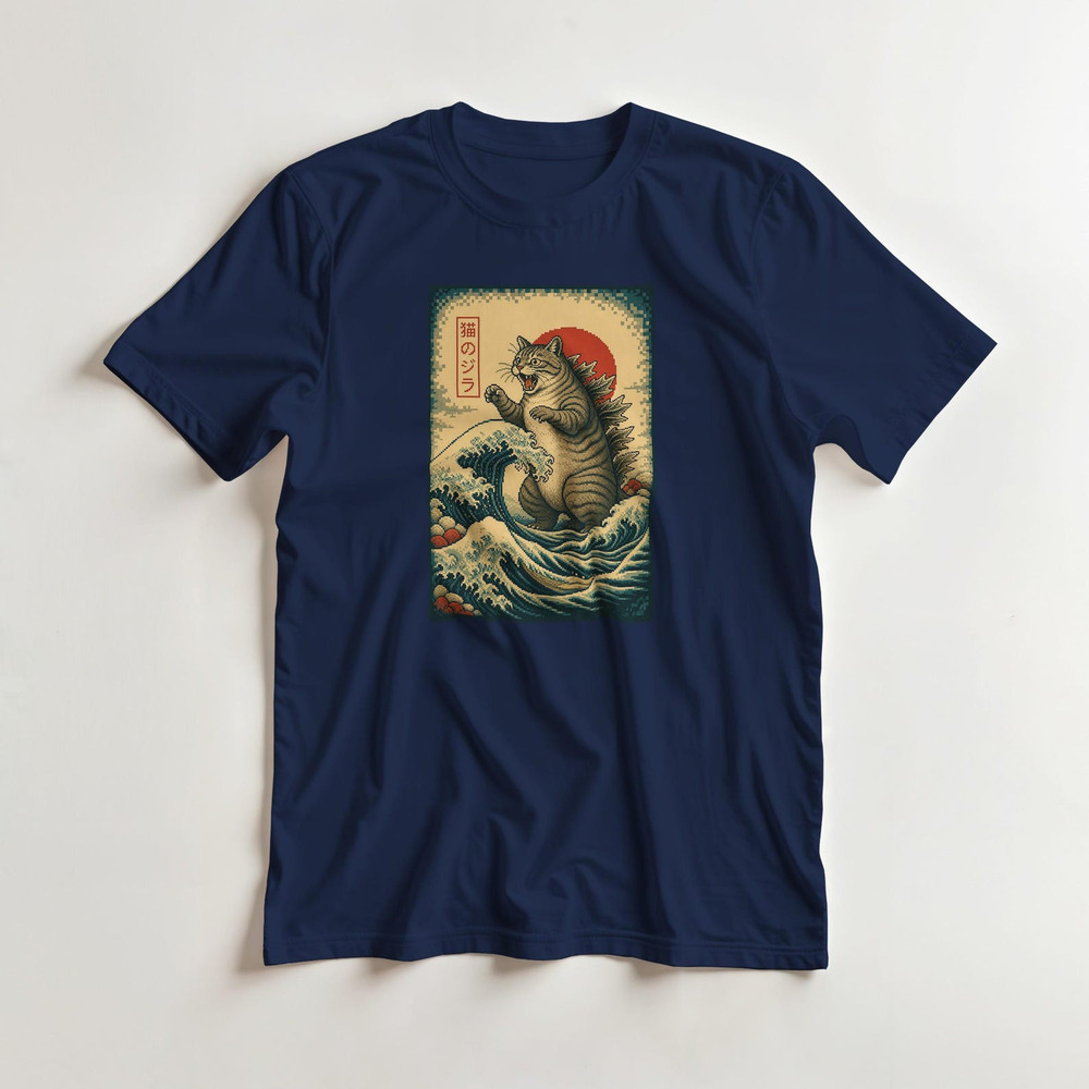 Catzilla Navy Unisex Crewneck T Shirt